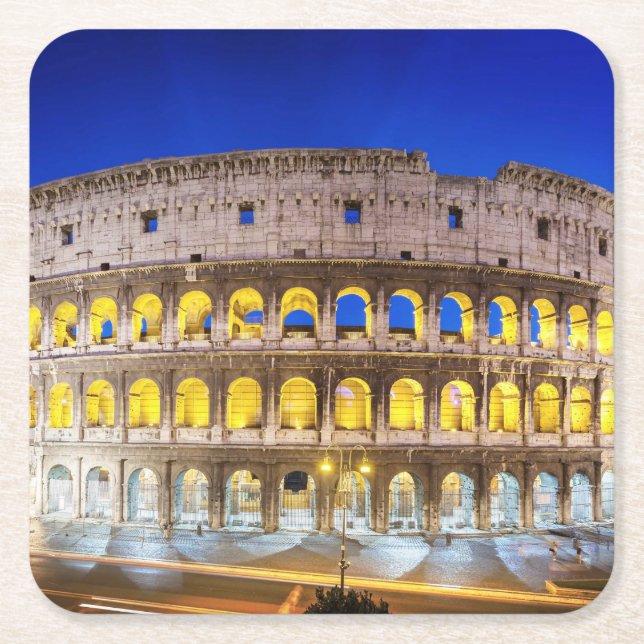 Colosseum Romanum per Orarium Square Paper Coaster (Front)