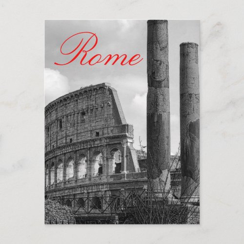Colosseum Rome Italian Travel Photo Black  White Postcard