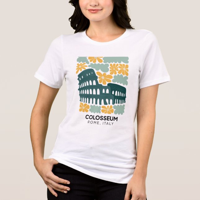 Colosseum Rome Italy abstract travel floral art Tri-Blend Shirt (Front)