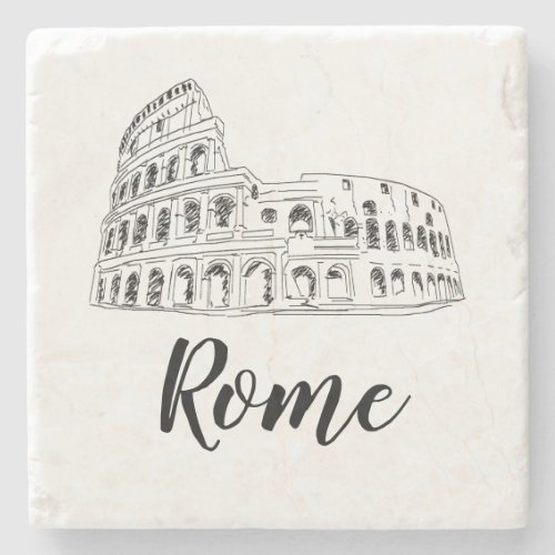 Colosseum Rome Italy Art Illustration Stone Coaster