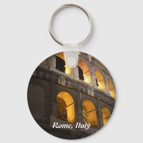 Colosseum Rome Italy at Night Keychain