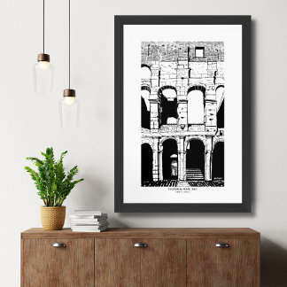 Colosseum Rome Italy Ink Travel Sketch Poster