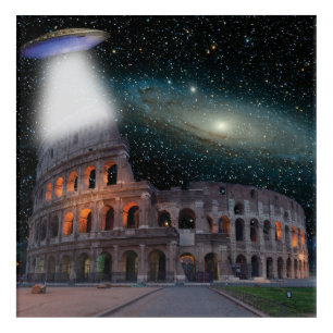 Colosseum Rome Italy Meets Space and UFO Acrylic Print