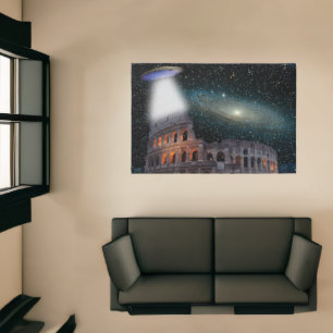 Colosseum Rome Italy Meets Space and UFO Rug