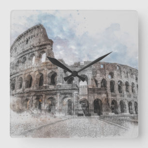 Colosseum Rome Italy Square Wall Clock