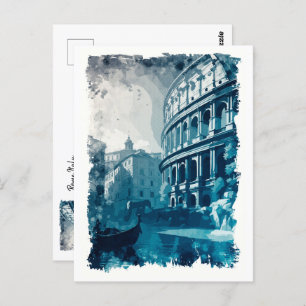 Colosseum Rome Italy Vintage Abstract Travel Art Postcard