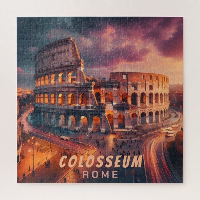 Colosseum Rome Italy Vintage Travel Jigsaw Puzzle (Vertical)