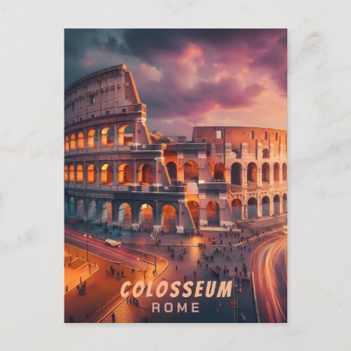 Colosseum Rome Italy Vintage Travel Postcard