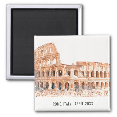 Colosseum Rome Italy Watercolor Italian Travel Magnet