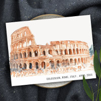 Colosseum Rome Italy Watercolor Italian Travel