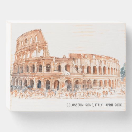 Colosseum Rome Italy Watercolor Italian Travel Wooden Box Sign