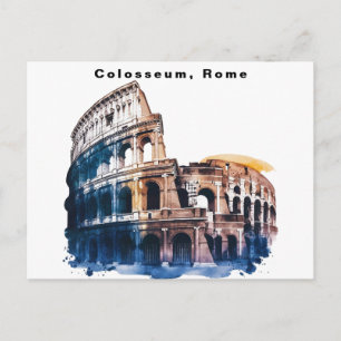 Colosseum Rome Italy Watercolor  Postcard