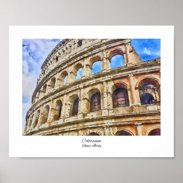 Colosseum Rome, Italy Watercolor Poster (Front)