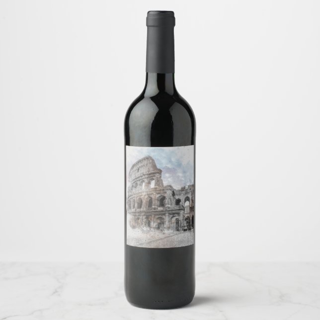 Colosseum Rome Italy Wine Label – Vintage Italian  (Front)