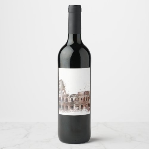 Colosseum Rome Vintage Art  Wine Label