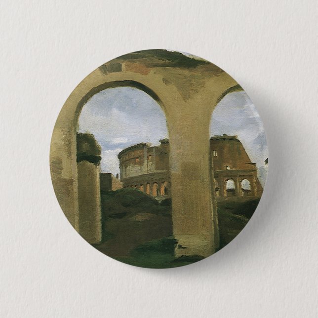 Colosseum Seen through the Arcades in Rome, Italy Button (Front)