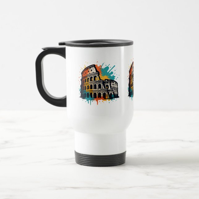 Colosseum Street Art – Colorful Rome Landmark Travel Mug (Left)