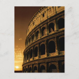 colosseum sunrise in rome postcard