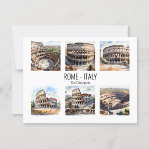 Colosseum watercolor Rome tourist attractions Postcard