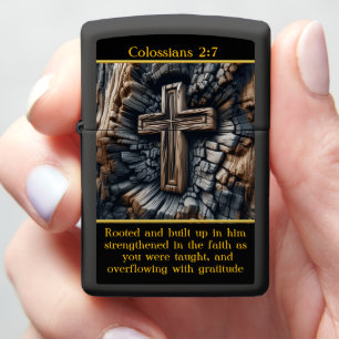 Colossians 2:7: Rooted and built up in him Zippo Lighter