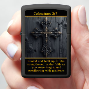 Colossians 2:7 Rooted Faith Carved Zippo Lighter