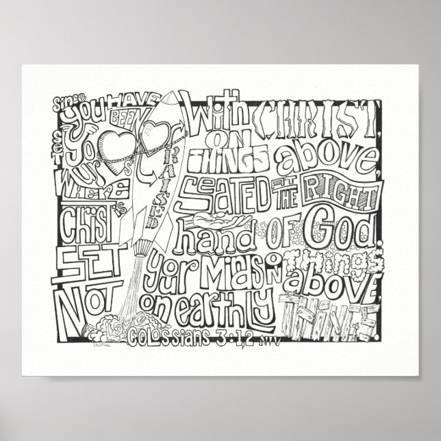 Colossians 3:12/ Scripture Coloring Verse Poster (Front)