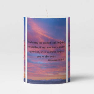 Colossians 3:13 KJV Bible Verse Pic Pillar Candle