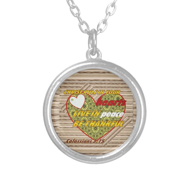 Colossians 3:15 Very nice Neckace Silver Plated Necklace (Front)