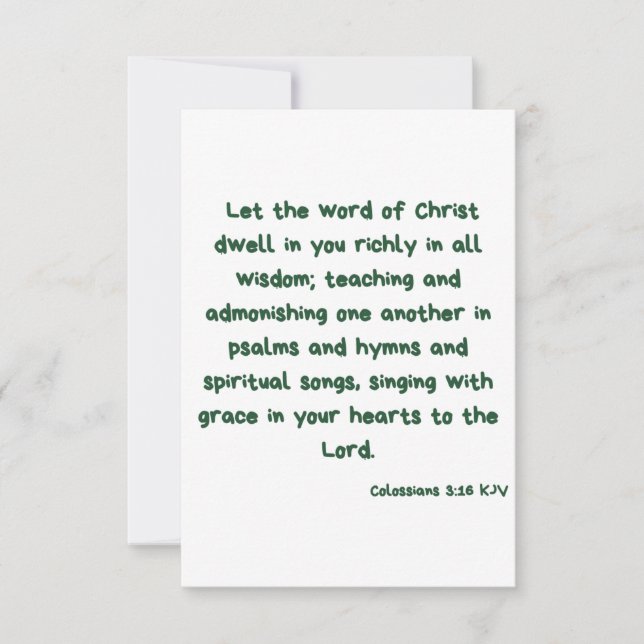 Colossians 3:16 KJV Bible Verse Flat Greeting Card (Front)
