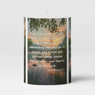 Colossians 3:16 KJV Bible Verse Pic Pillar Candle