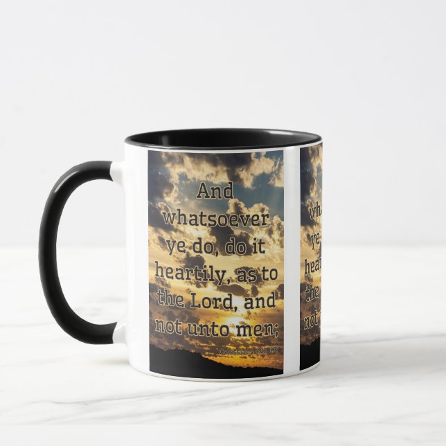 Colossians 3:23 KJV Bible Verse Pic Two-Tone Mug (Left)