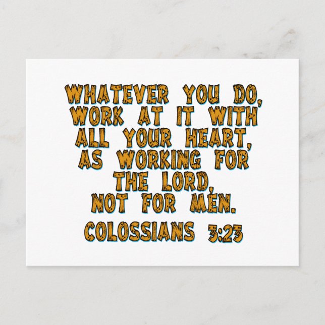 Colossians 3:23 postcard (Front)
