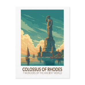 Colossus of Rhodes Seven Wonders of the World Art Postcard