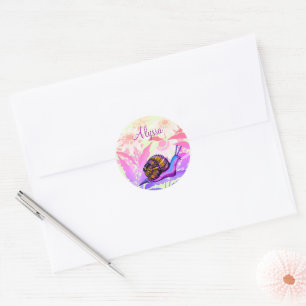 colouful snail classic round sticker