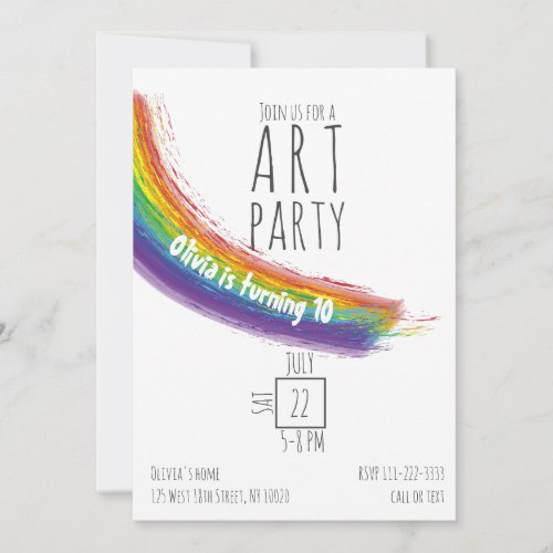 Colour Art Party Birthday Invitation