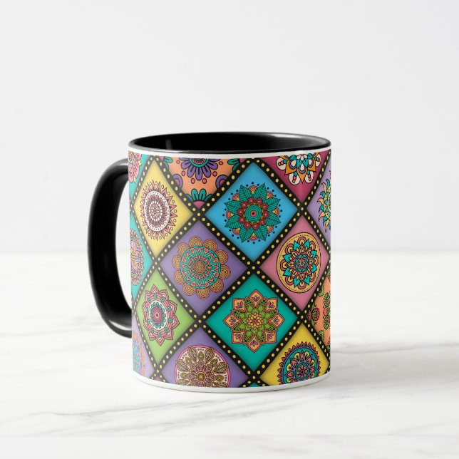 Colour Crazy Mandala Quilt Bee Mug (Front Left)