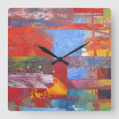 Colour Grid multi coloured abstract Square Wall Clock