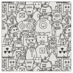 Colour it yourself Cute robots on  white Fabric