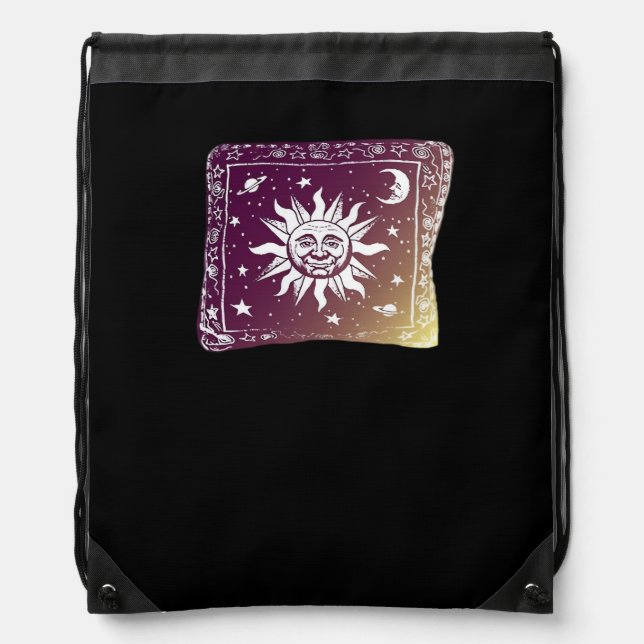 Colour Moon Boho Whimsigothic Gothic Witchy Witch  Drawstring Bag (Front)
