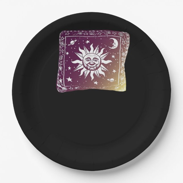 Colour Moon Boho Whimsigothic Gothic Witchy Witch  Paper Plates (Front)