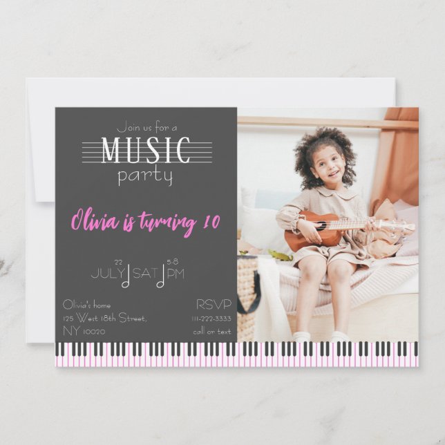 Colour Music Party Birthday Invitation (Front)