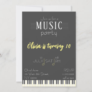 Colour Music Party Birthday Invitation