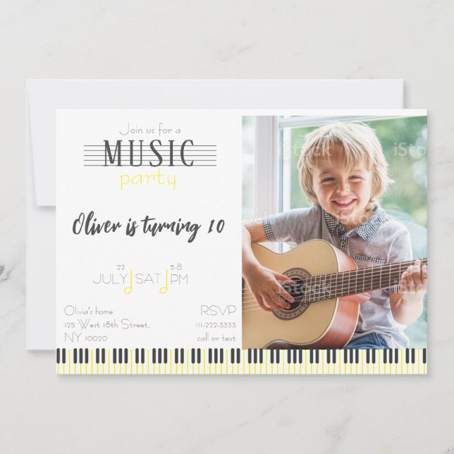 Colour Music Party Birthday Invitation (Front)