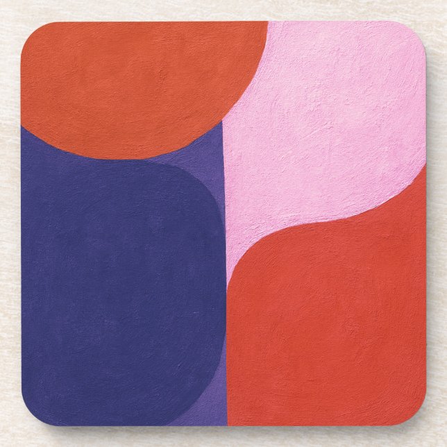"Colour Negotiation" Colourful Abstract Art Beverage Coaster (Front)