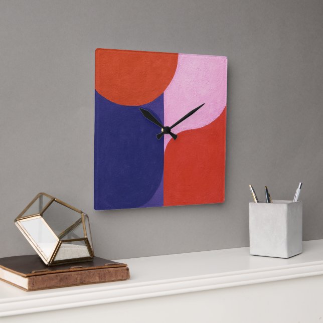 "Colour Negotiation" Colourful Abstract Art Square Wall Clock (Office)