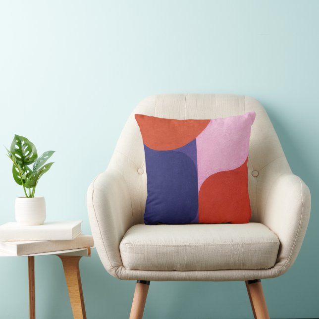 "Colour Negotiation" Colourful Abstract Art Throw Pillow (Chair)