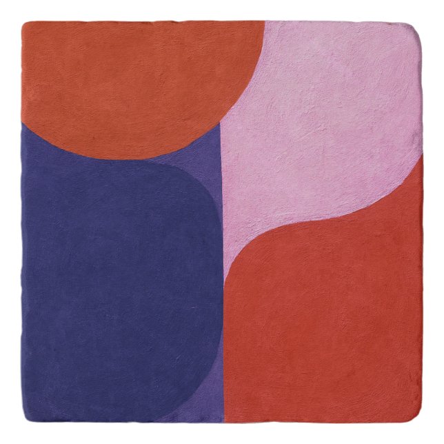 "Colour Negotiation" Colourful Abstract Art Trivet (Front)