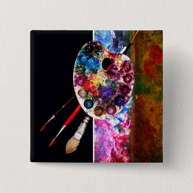 COLOUR PALETTE AND BRUSHERS ,Painter,Artist Pinback Button (Front)