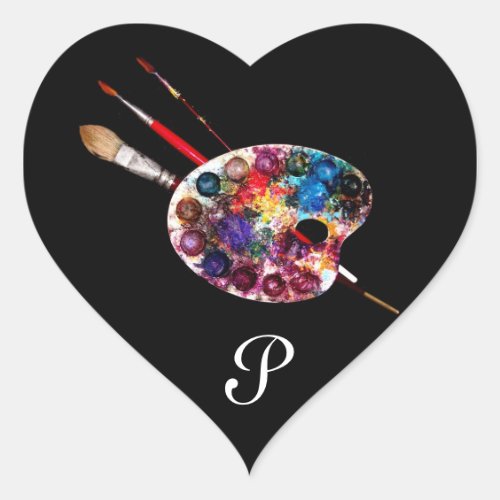 COLOUR PALETTE Black Heart Monogram Heart Sticker