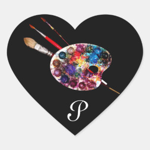 COLOUR PALETTE ,Black Heart Monogram Sticker